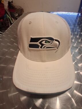 Seattle Seahawks White Mesh Back Trucker Hat